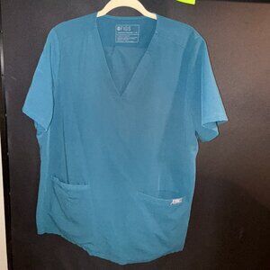 Figs Women Carribean Blue Scub Set Casma Top XL Uman Bottoms - XL Tall